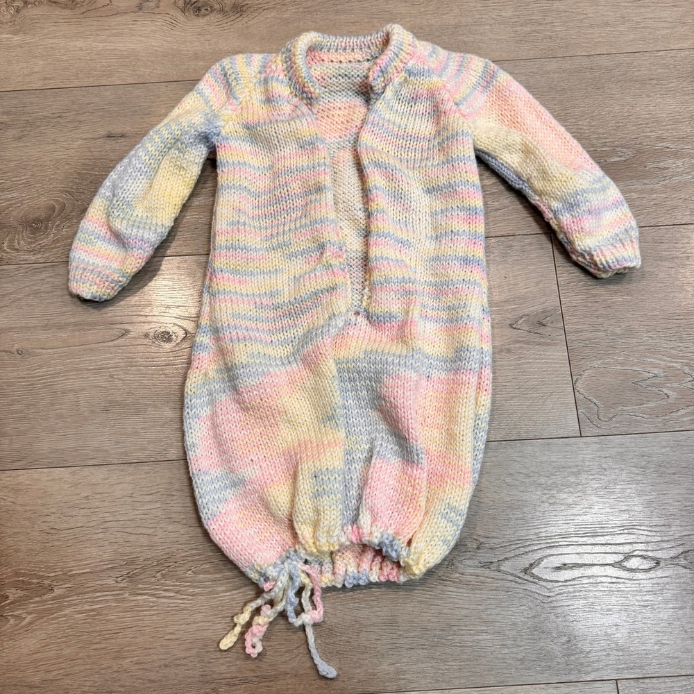 Handmade Knit Baby Sleep Sac Sack Gown‎ Rainbow Pastel Newborn Infant